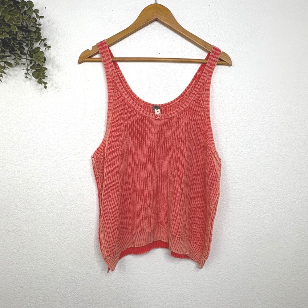 WE THE FREE Coral Pink Knit Sweater Top M‎